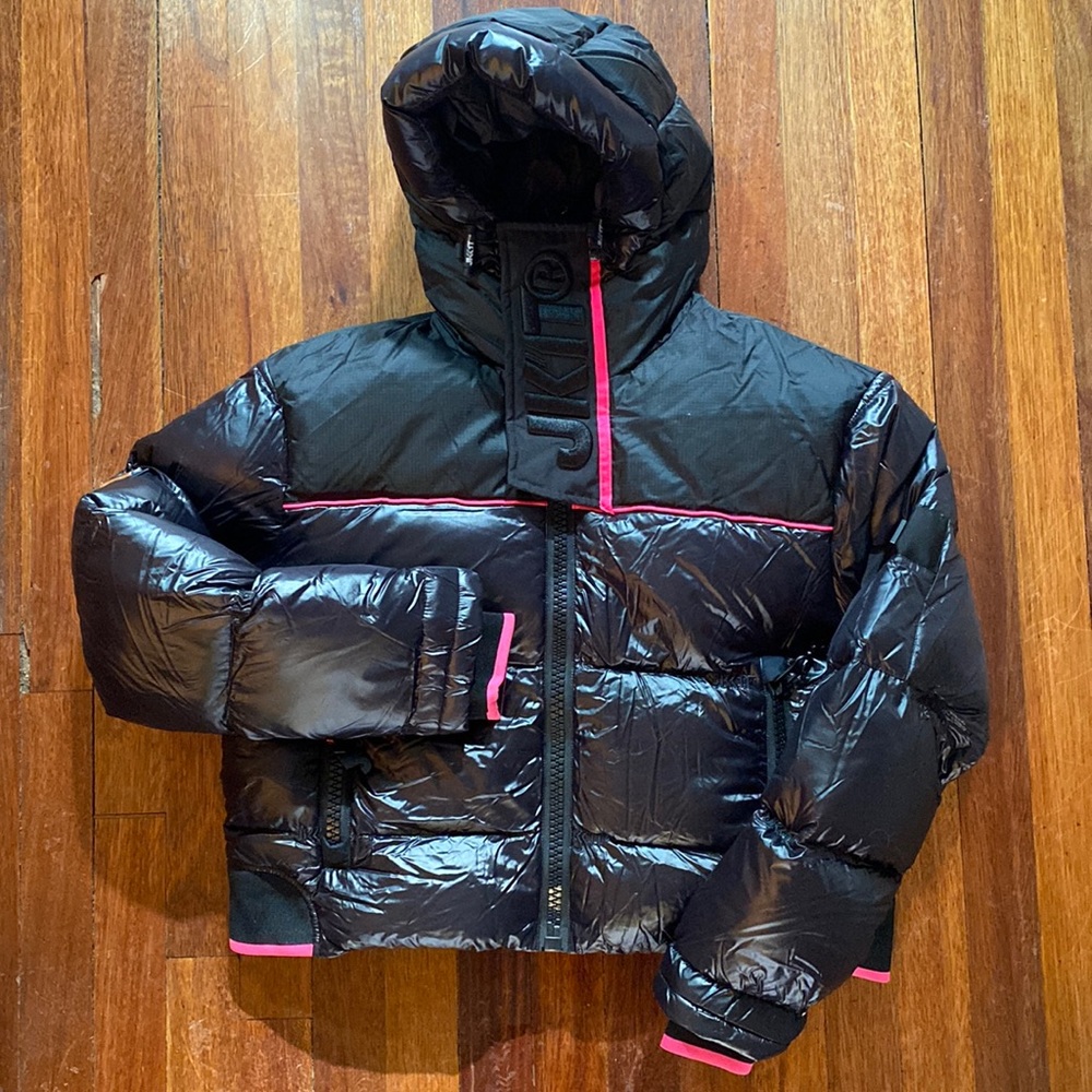 Jil Sander Black Puffer Jacket with Pink Trim
